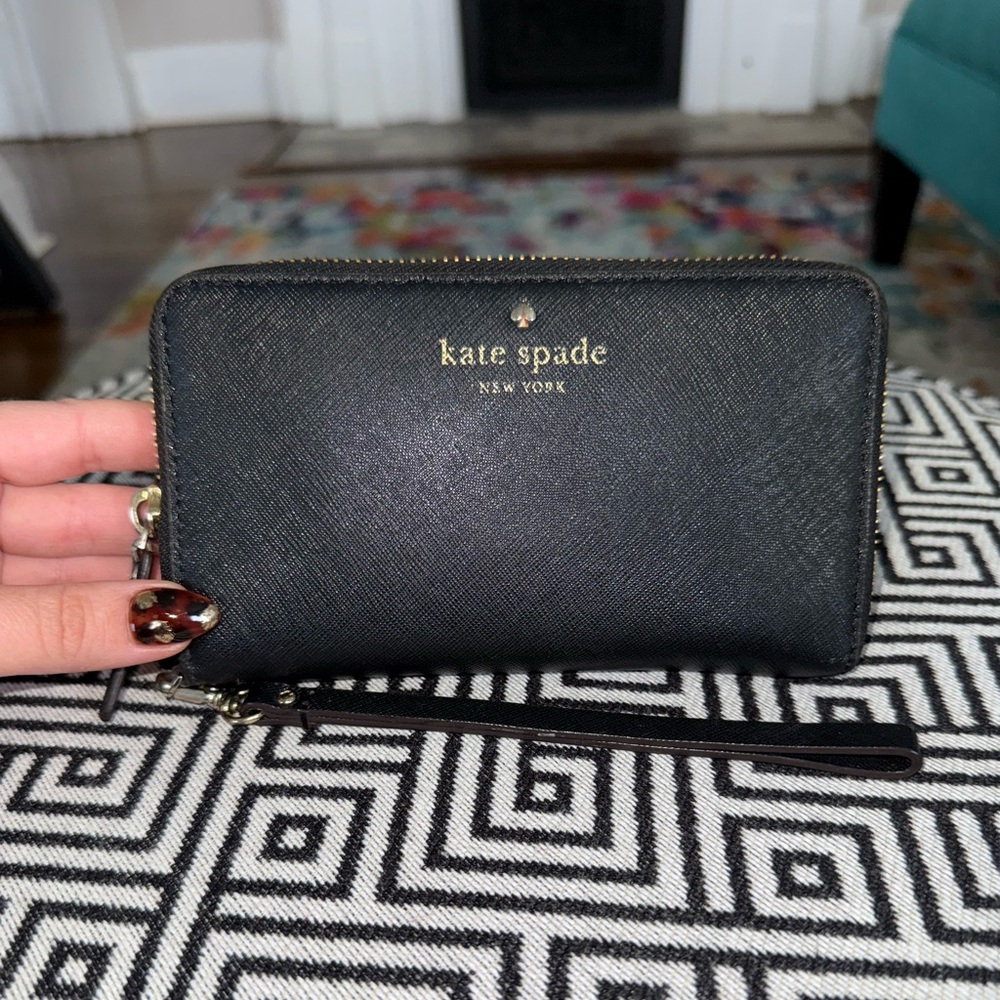 Kate Spade Black Zip-Around Wristlet Clutch Wallet - 2/$15
